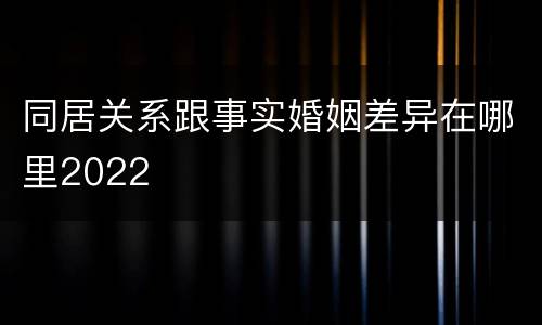同居关系跟事实婚姻差异在哪里2022