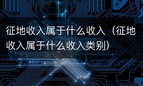 征地收入属于什么收入（征地收入属于什么收入类别）