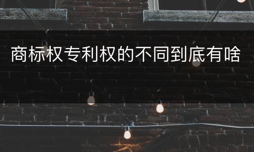 商标权专利权的不同到底有啥