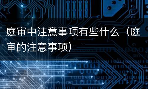 庭审中注意事项有些什么（庭审的注意事项）