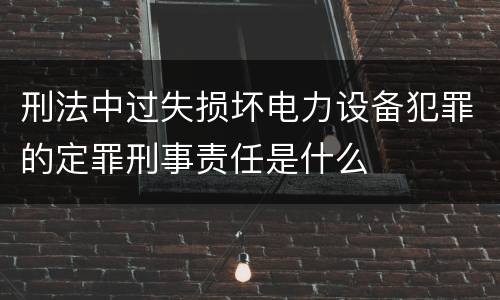刑法中过失损坏电力设备犯罪的定罪刑事责任是什么