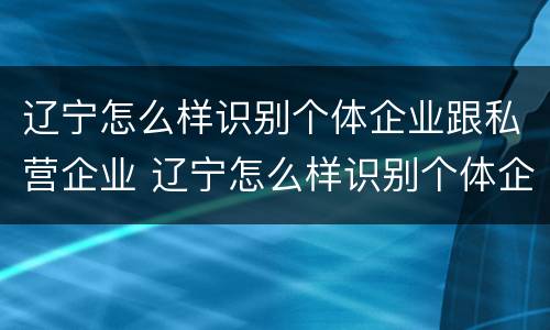 辽宁怎么样识别个体企业跟私营企业 辽宁怎么样识别个体企业跟私营企业呢