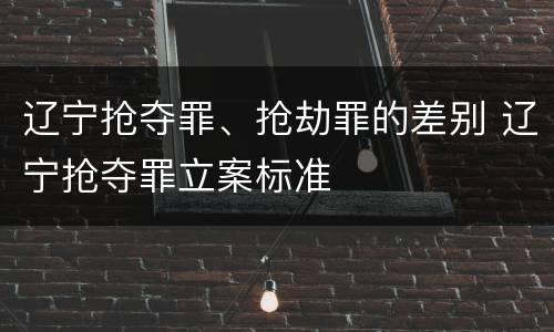 辽宁抢夺罪、抢劫罪的差别 辽宁抢夺罪立案标准