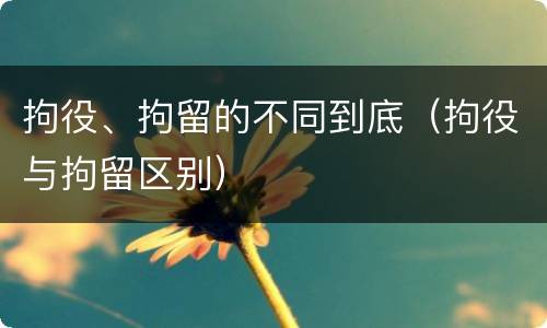 拘役、拘留的不同到底（拘役与拘留区别）