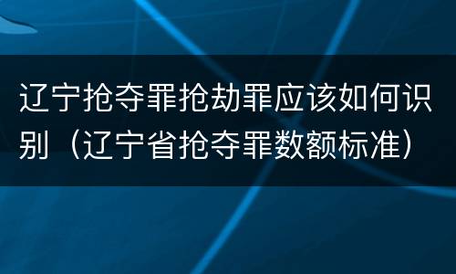 辽宁抢夺罪抢劫罪应该如何识别（辽宁省抢夺罪数额标准）