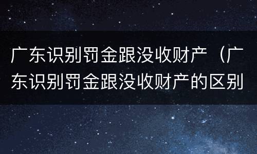广东识别罚金跟没收财产（广东识别罚金跟没收财产的区别）