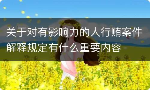 关于对有影响力的人行贿案件解释规定有什么重要内容