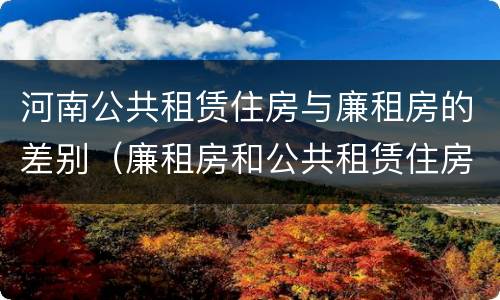 河南公共租赁住房与廉租房的差别（廉租房和公共租赁住房的区别）