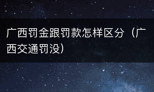 广西罚金跟罚款怎样区分（广西交通罚没）