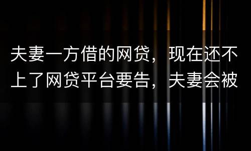 夫妻一方借的网贷，现在还不上了网贷平台要告，夫妻会被一起告吗