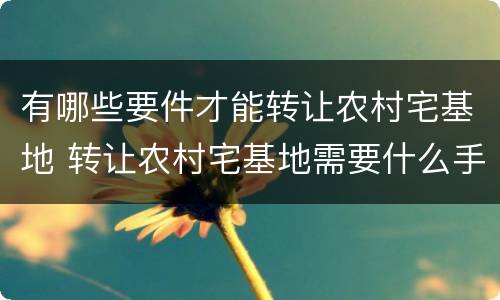 有哪些要件才能转让农村宅基地 转让农村宅基地需要什么手续