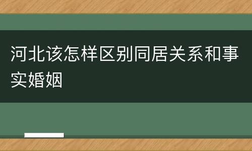 河北该怎样区别同居关系和事实婚姻