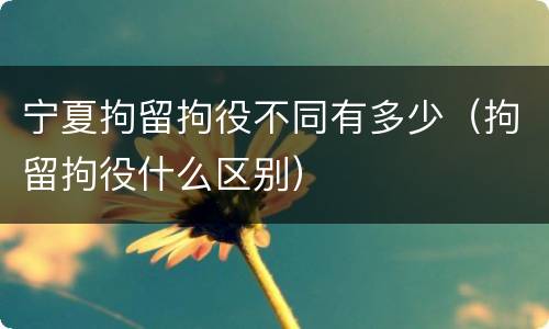 宁夏拘留拘役不同有多少（拘留拘役什么区别）