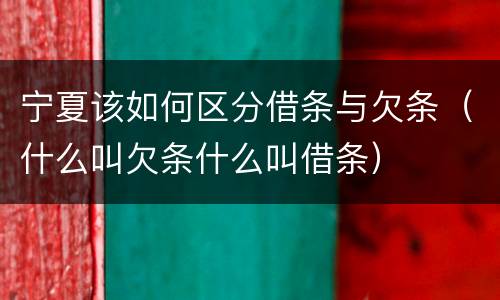 宁夏该如何区分借条与欠条（什么叫欠条什么叫借条）