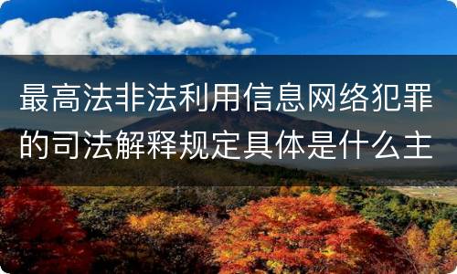 最高法非法利用信息网络犯罪的司法解释规定具体是什么主要内容