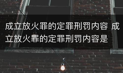 成立放火罪的定罪刑罚内容 成立放火罪的定罪刑罚内容是