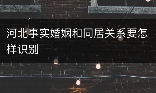 河北事实婚姻和同居关系要怎样识别