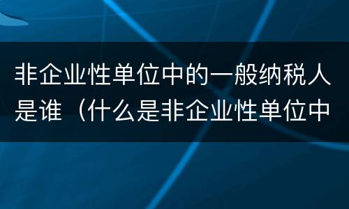 非企业性单位中的一般纳税人是谁（什么是非企业性单位中的一般纳税人）