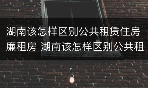湖南该怎样区别公共租赁住房廉租房 湖南该怎样区别公共租赁住房廉租房呢