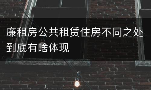 廉租房公共租赁住房不同之处到底有啥体现
