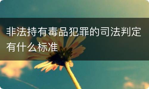 非法持有毒品犯罪的司法判定有什么标准