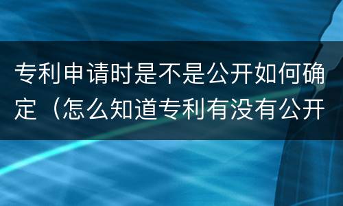 专利申请时是不是公开如何确定（怎么知道专利有没有公开）