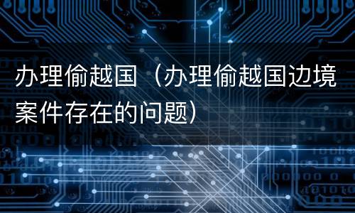 办理偷越国（办理偷越国边境案件存在的问题）