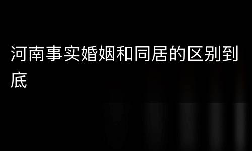 河南事实婚姻和同居的区别到底