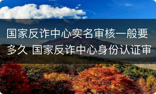 国家反诈中心实名审核一般要多久 国家反诈中心身份认证审核要多久