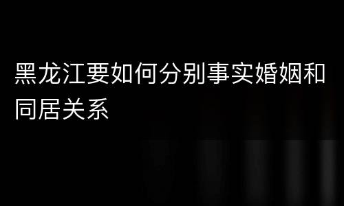 黑龙江要如何分别事实婚姻和同居关系