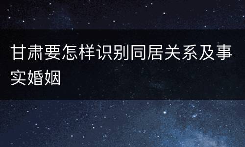 甘肃要怎样识别同居关系及事实婚姻