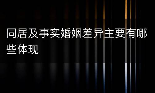 同居及事实婚姻差异主要有哪些体现