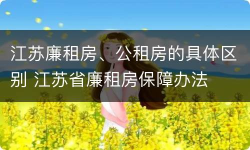 江苏廉租房、公租房的具体区别 江苏省廉租房保障办法