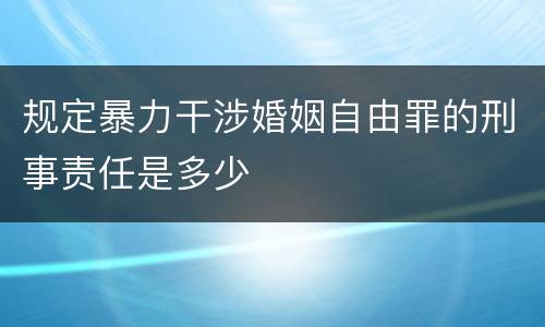 规定暴力干涉婚姻自由罪的刑事责任是多少