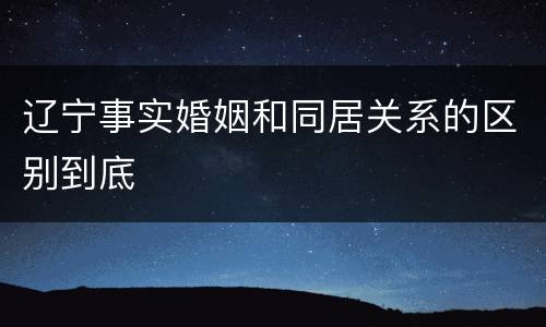 辽宁事实婚姻和同居关系的区别到底