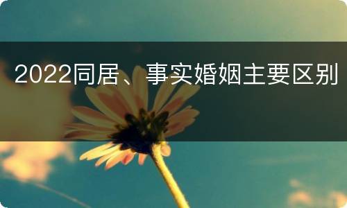 2022同居、事实婚姻主要区别