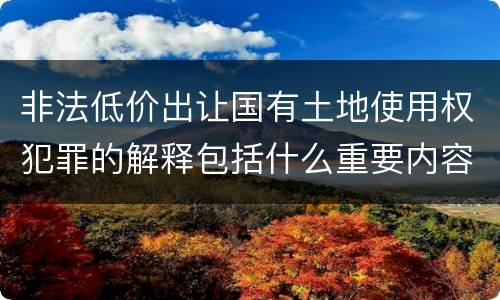 非法低价出让国有土地使用权犯罪的解释包括什么重要内容