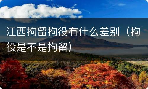 江西拘留拘役有什么差别（拘役是不是拘留）