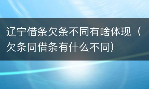辽宁借条欠条不同有啥体现（欠条同借条有什么不同）