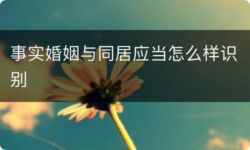 事实婚姻与同居应当怎么样识别