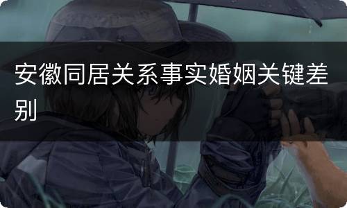 安徽同居关系事实婚姻关键差别