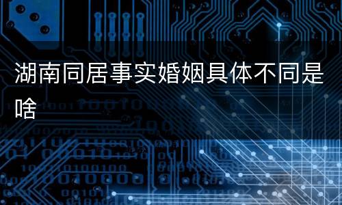 湖南同居事实婚姻具体不同是啥