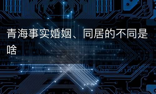 青海事实婚姻、同居的不同是啥