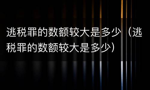 逃税罪的数额较大是多少（逃税罪的数额较大是多少）