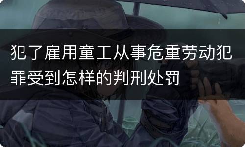 犯了雇用童工从事危重劳动犯罪受到怎样的判刑处罚