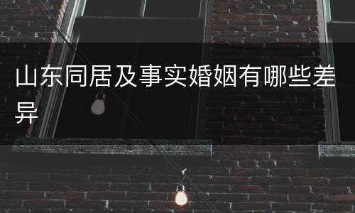 山东同居及事实婚姻有哪些差异