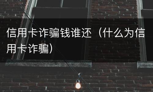 信用卡诈骗钱谁还（什么为信用卡诈骗）