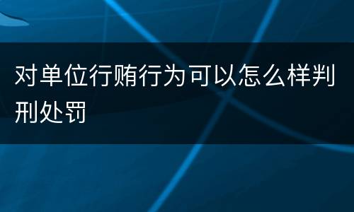 对单位行贿行为可以怎么样判刑处罚