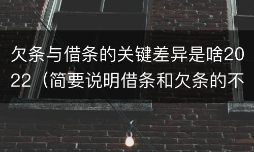 欠条与借条的关键差异是啥2022（简要说明借条和欠条的不同之处）