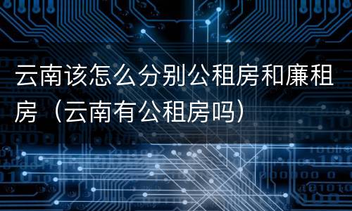 云南该怎么分别公租房和廉租房（云南有公租房吗）
